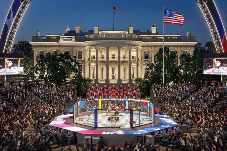 Trận đấu UFC trên võ đài với không khí khán giả cuồng nhiệt tại sự kiện lớn